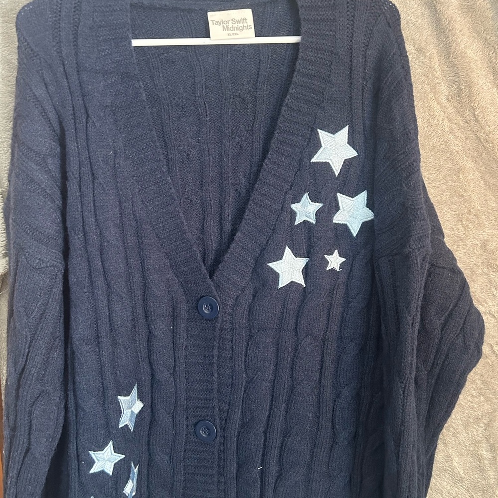 Taylor Swift Midnights Cardigan with White Stars